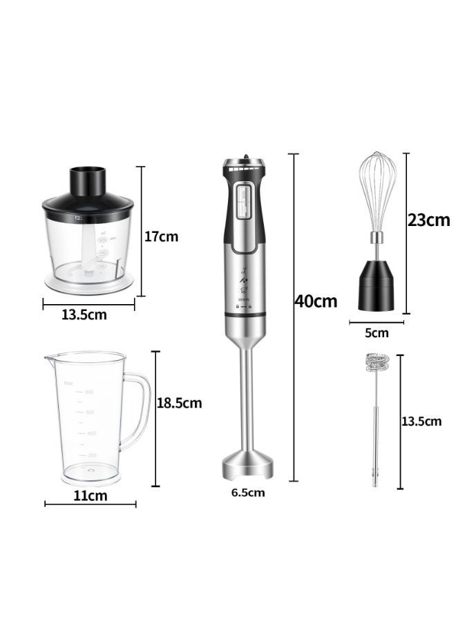 أديلي خلاط يدوي 1600 واط، 5 في 1، مستويان للطاقة مع 5 سرعات، شفرات من الفولاذ المقاوم للصدأ، وعاء تقطيع 600 مل، وعاء قياس 800 مل لتحضير العصائر والشوربات وطعام الأطفال - Image 3